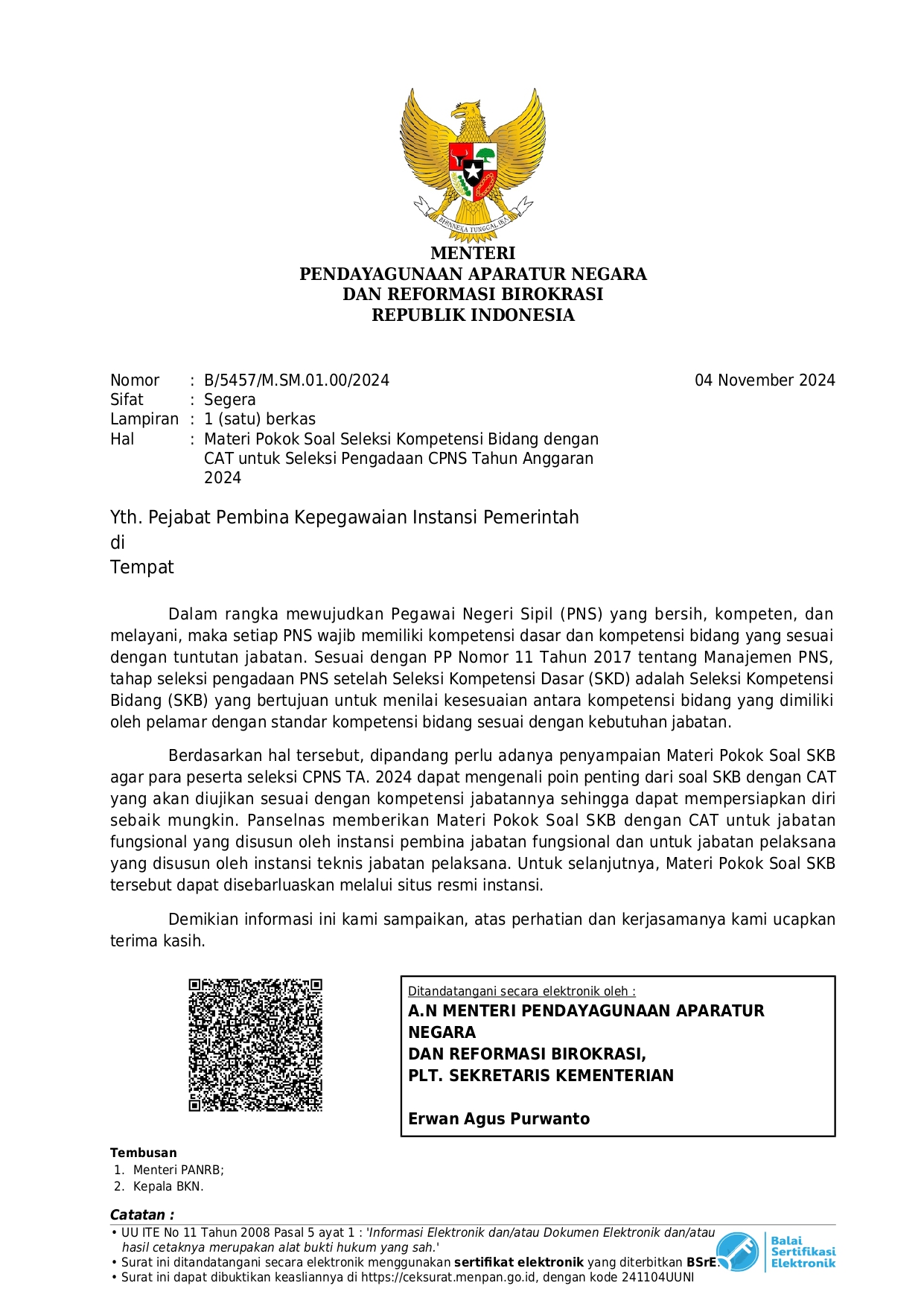 5457 Materi Pokok SKB dengan CAT Pengadaan CPNS TA 2024 page 0001