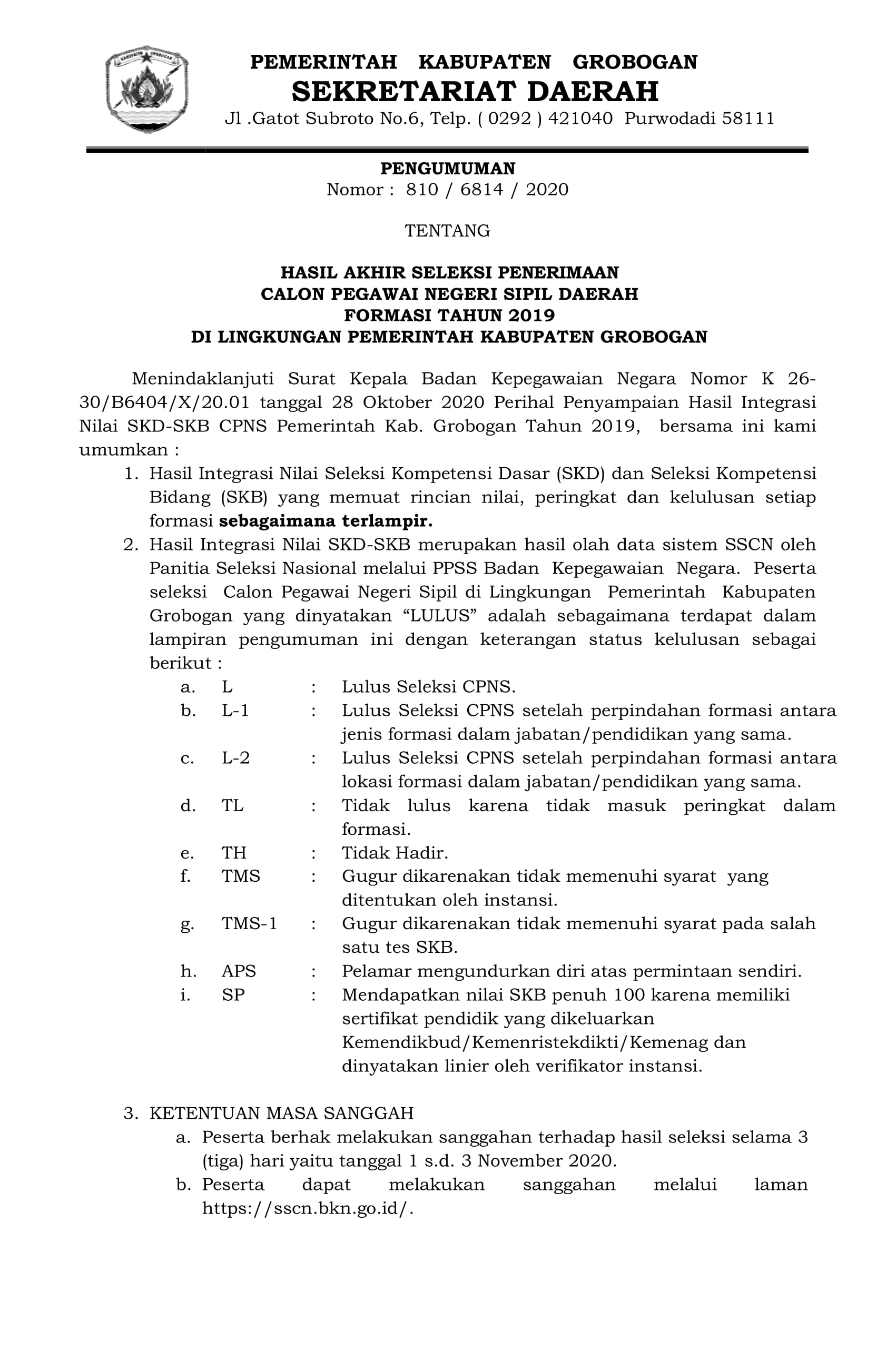 PENGUMUMAN KELULUSAN HAL 1 1