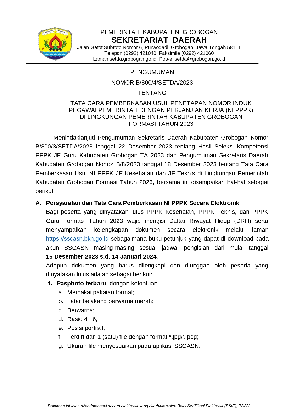 PENGUMUMAN PEMBERKASAN P3K 2023 page 0001