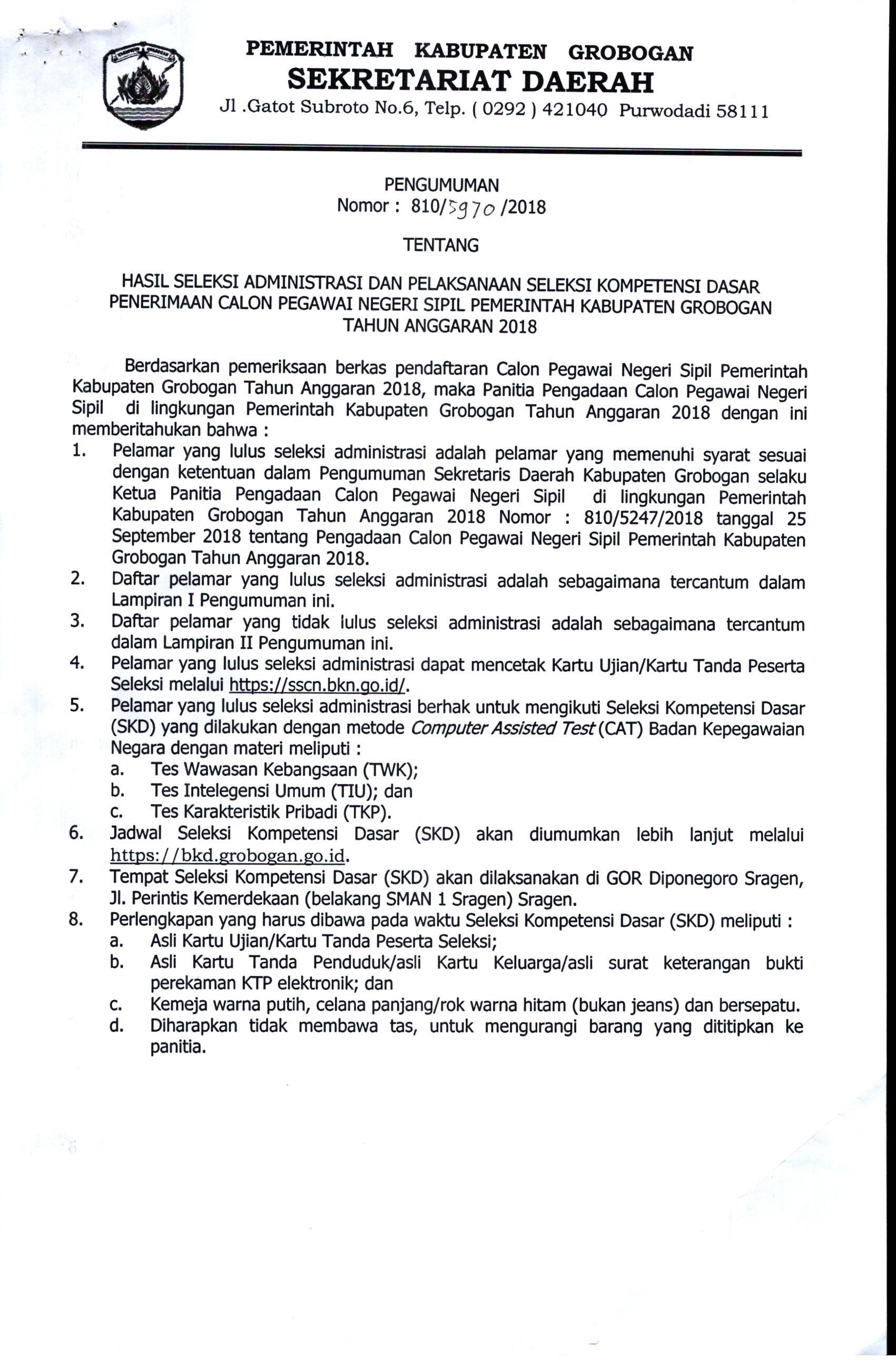 pengumuman cpns hal depan